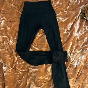 Black Lululemon Align Leggings with Floral Detailing